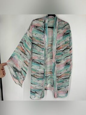 Reef Medium Sheer Colorful Kimono Cover Up Beach Resort Vacation Cardigan